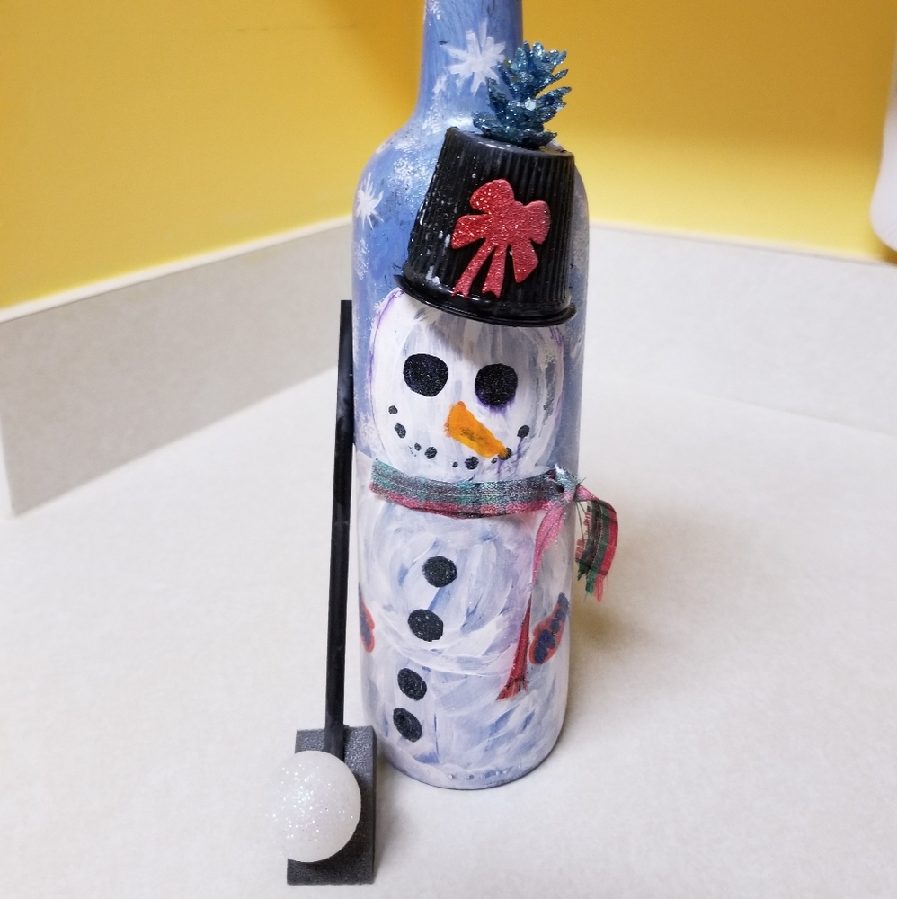 Snowman Bottle decor with lights